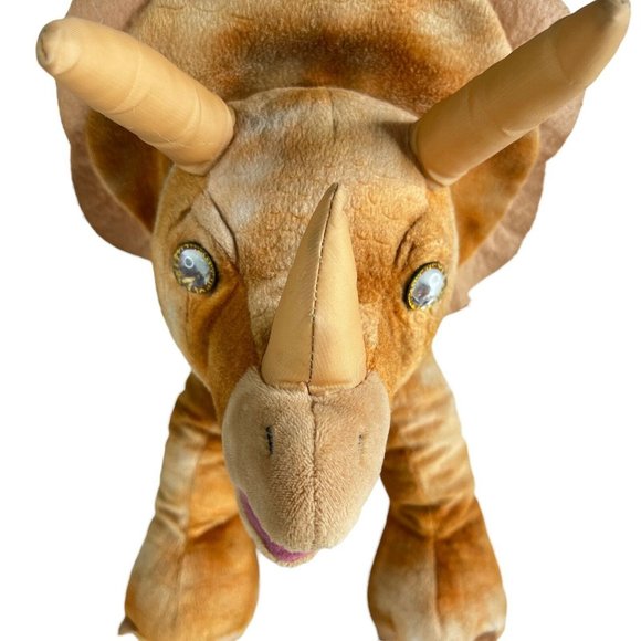 Build A Bear Triceratops Dinosaur 13” Tall Plush Brown Tan Stuffed Animal Toy - Picture 3 of 9
